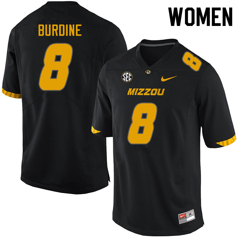 Women #8 Ish Burdine Missouri Tigers College Football Jerseys Sale-Black